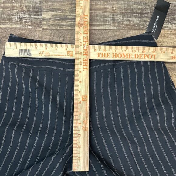 Jones New York Suit Pants Black Pinstriped Lined Poly Blend Size 6 Stretch - Picture 5 of 11